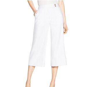 White House Black Market Soft Drape Beach Stripe Linen Culottes Size 14